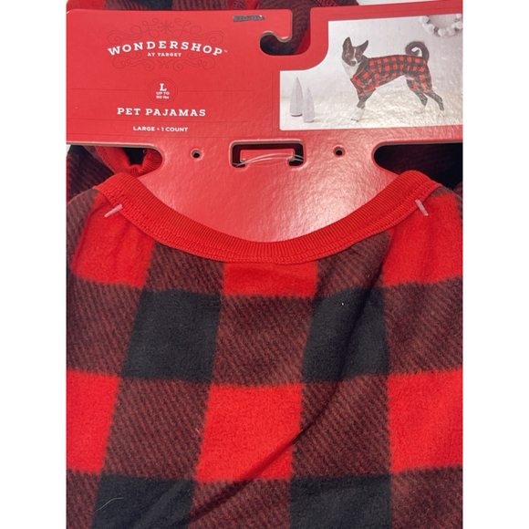 Dog Pajamas Wondershop Large Buffalo Plaid Christmas Winter Print Fits 80 Lb - Picture 1 of 4